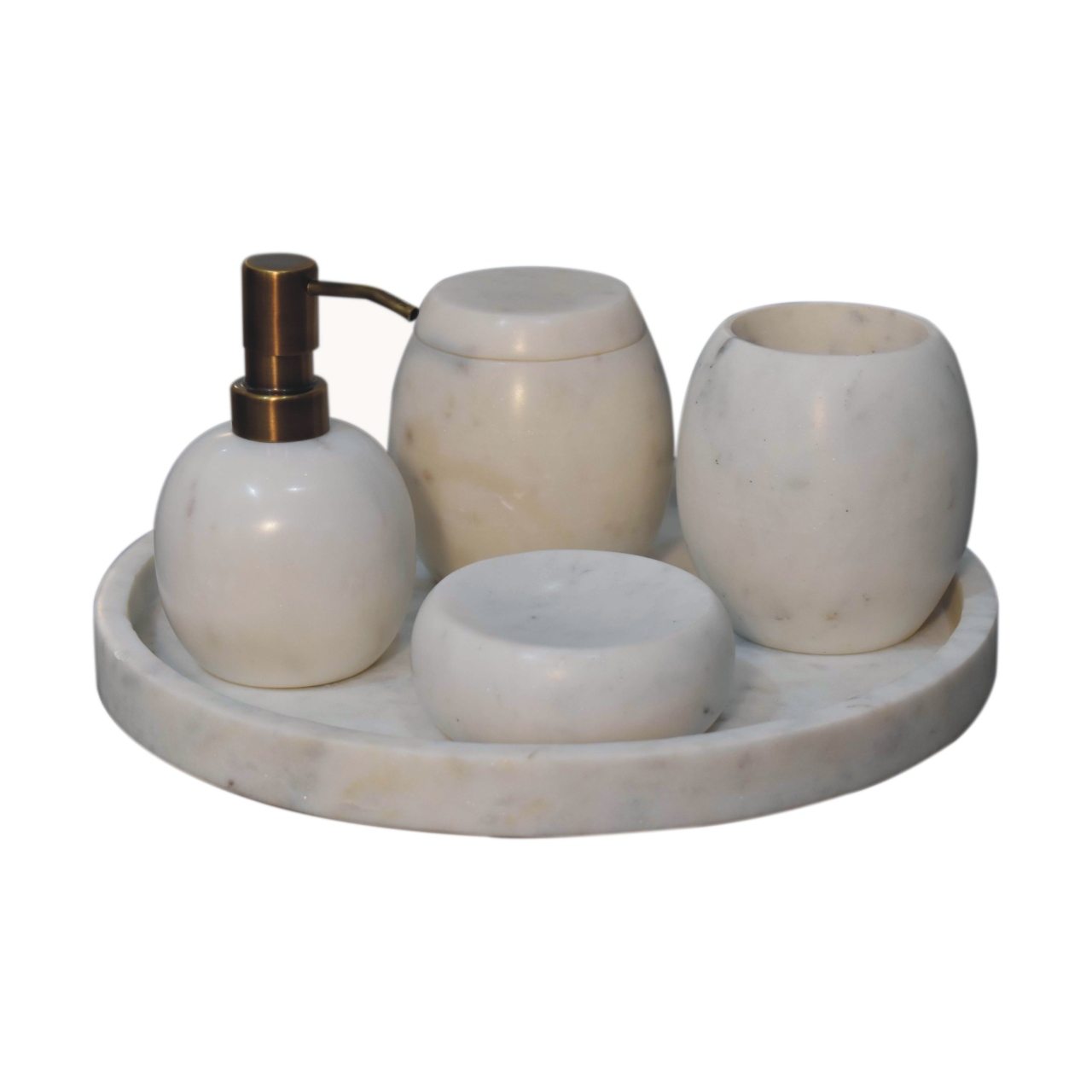 Alba Marble Vanity Set — White marble · Five pieces