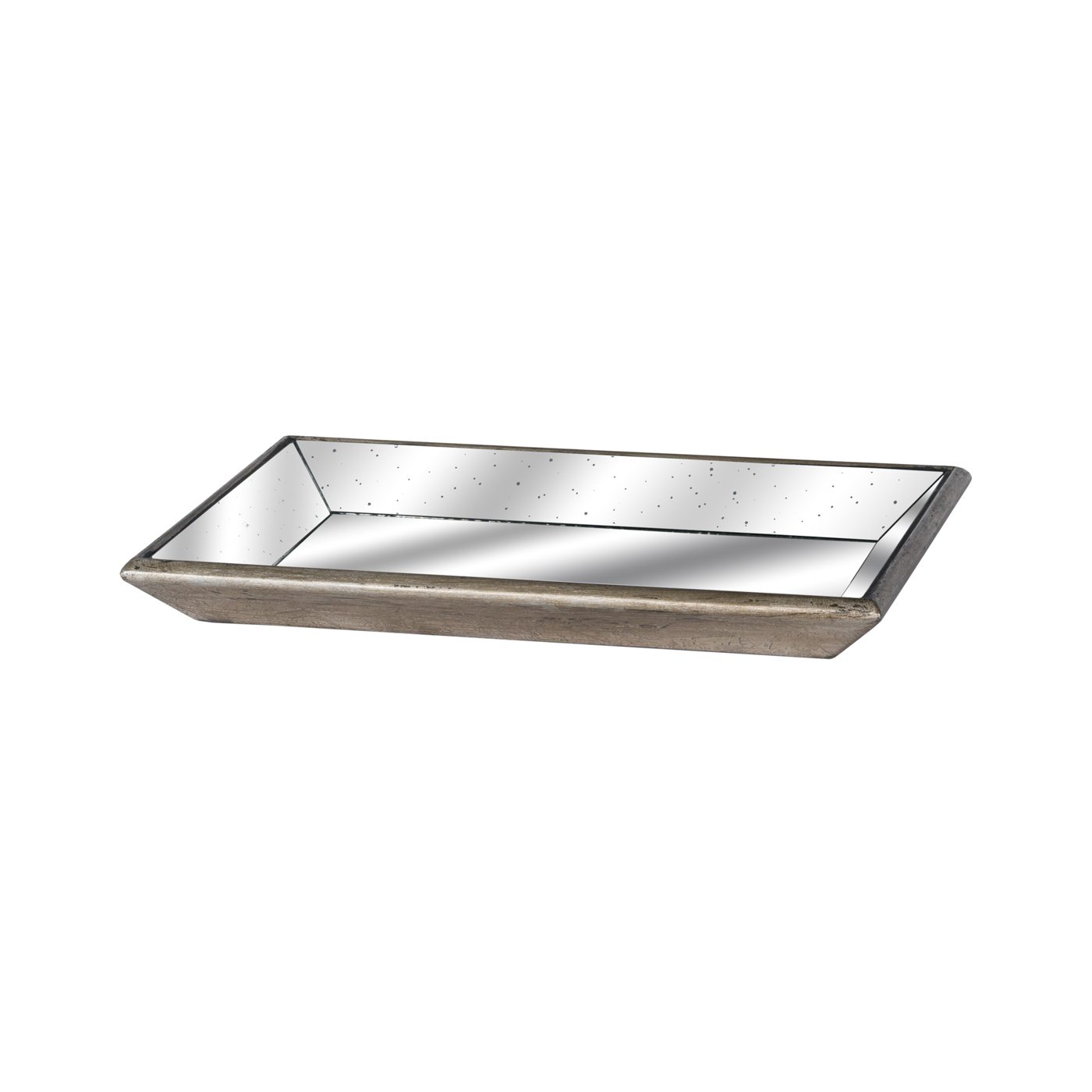 Astor Mirrored Tray — Distressed gold tones · Glass & wood
