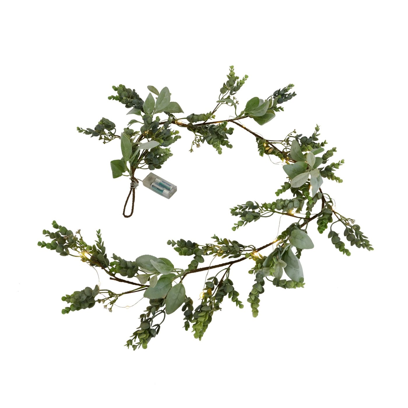 Eucalyptus & Lamb’s Ear Garland — Soft green · Artificial foliage