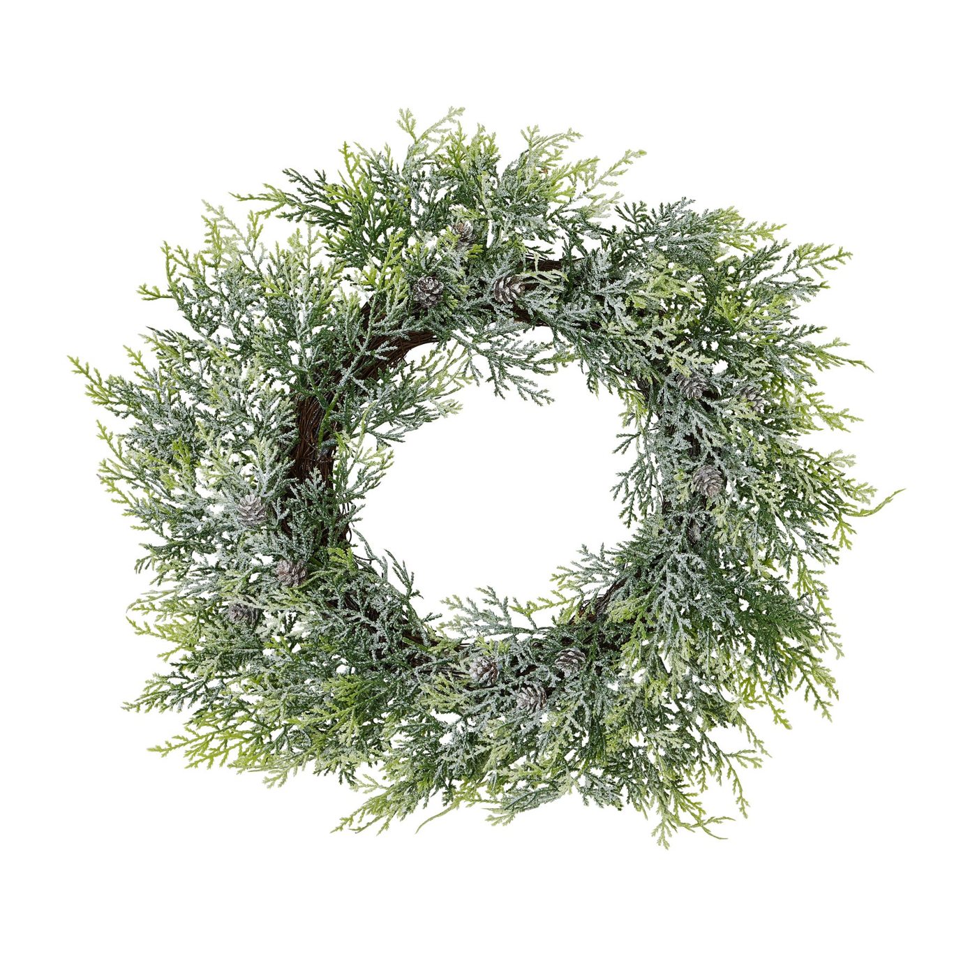 Frosted Forest Wreath — Frosted pine tones · 55 cm
