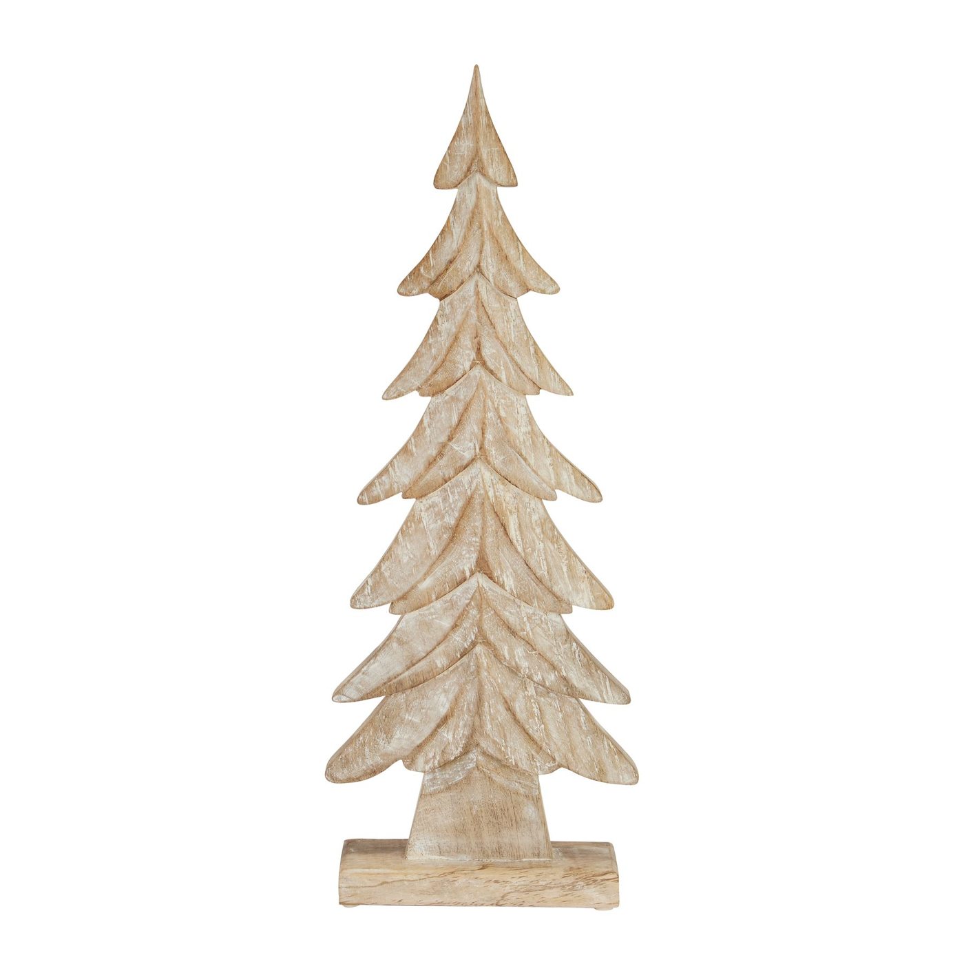 Nordic Carved Wood Tree — Natural & white · Carved wood