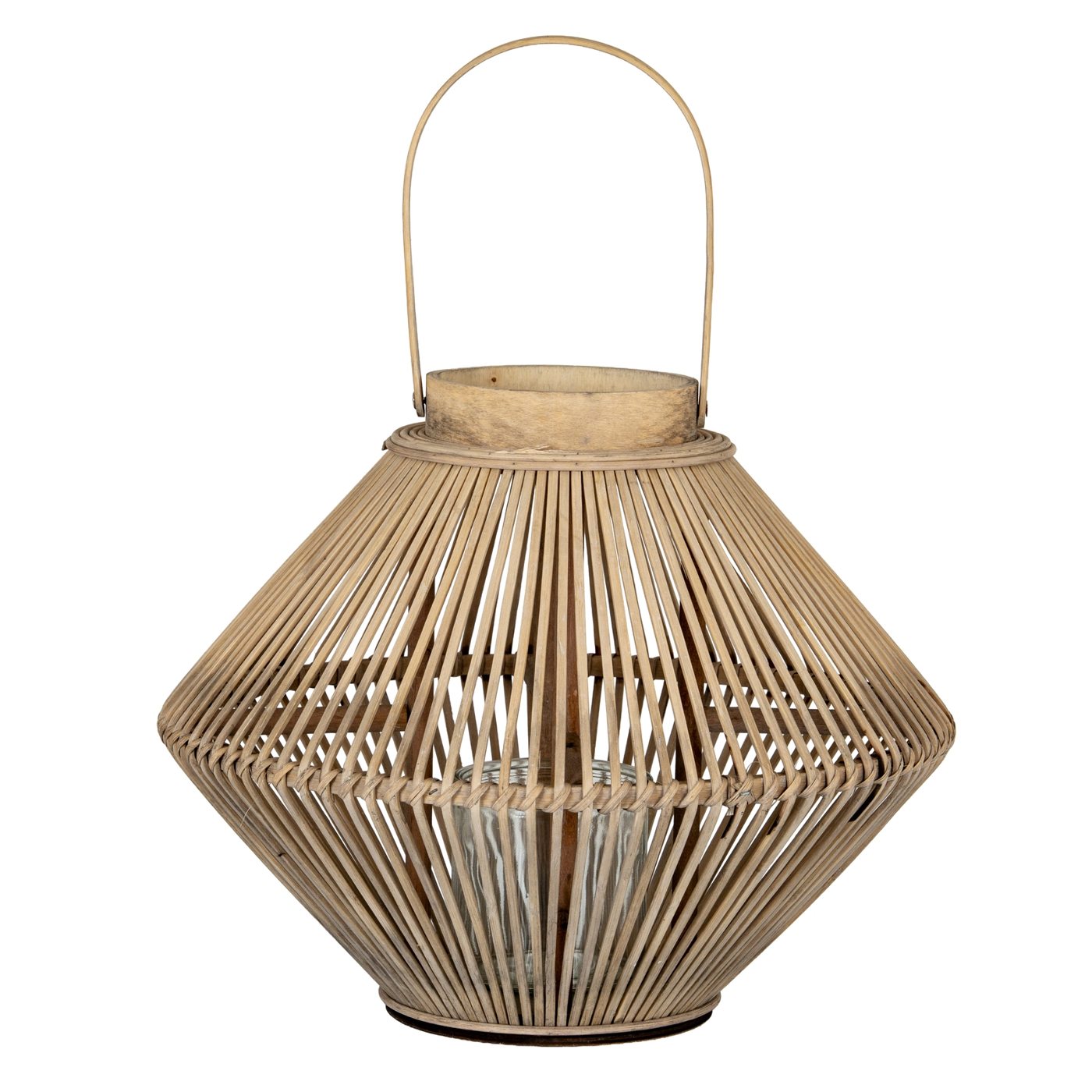 Wren Wicker Lantern — Natural wicker · Glass holder