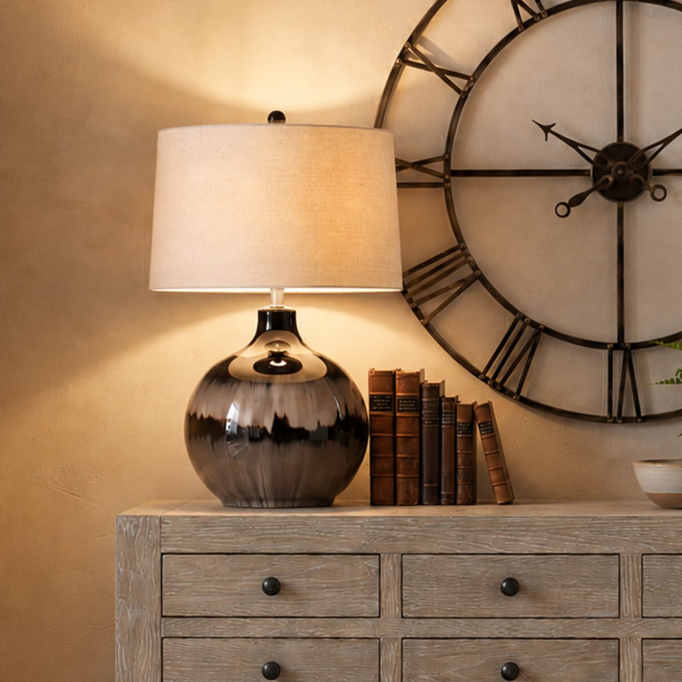 Sienna Glass Table Lamp — Sepia brown · Glass & linen