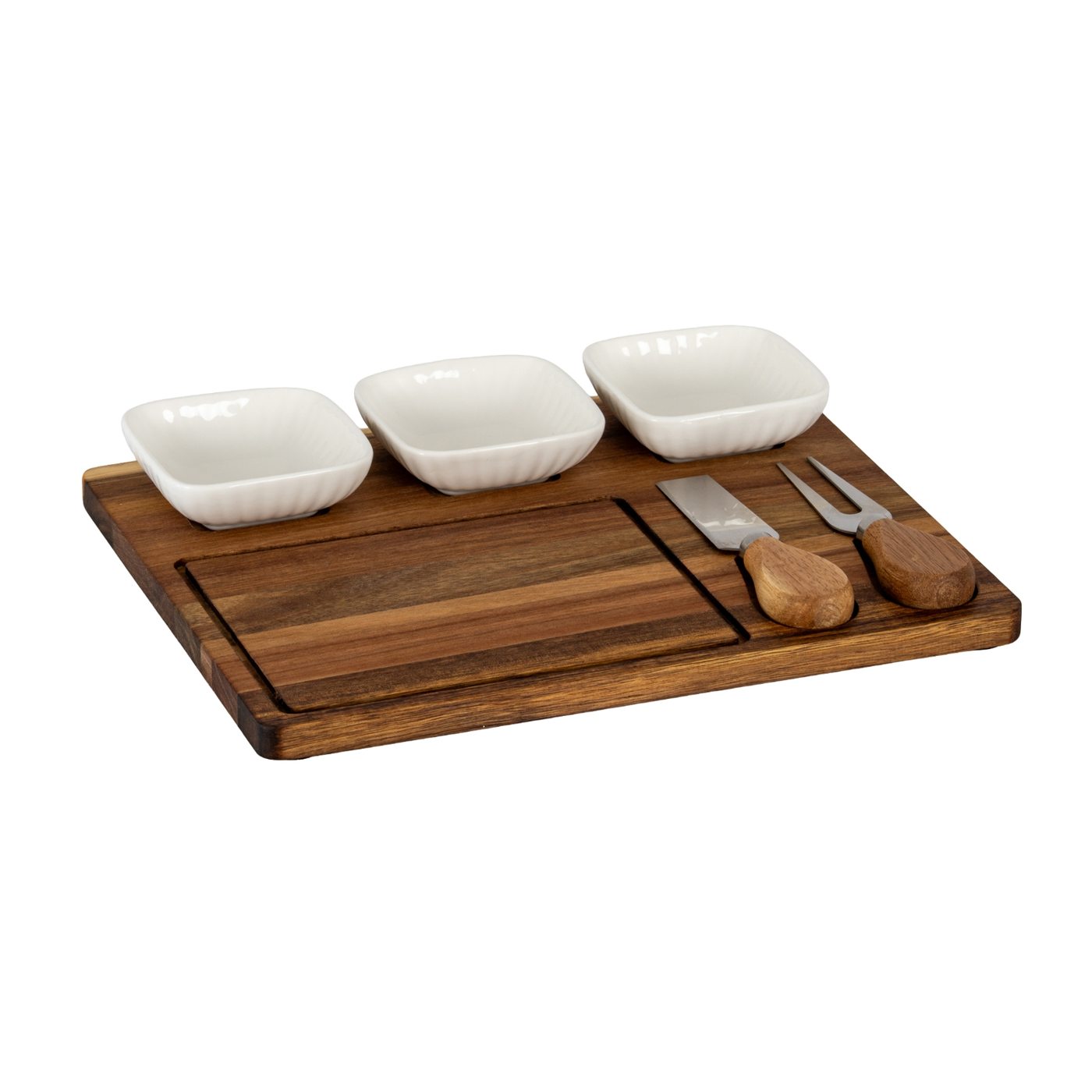 Supper Acacia Cheese Board — Acacia, ceramic & cheese cutlery