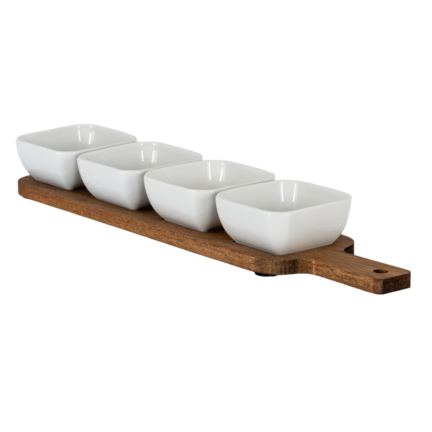 Gather Acacia Serving Set — Acacia & ceramic · Five pieces