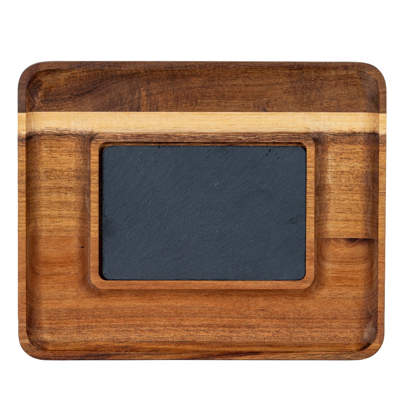 Slate Acacia Serving Tray — Acacia wood · Slate insert