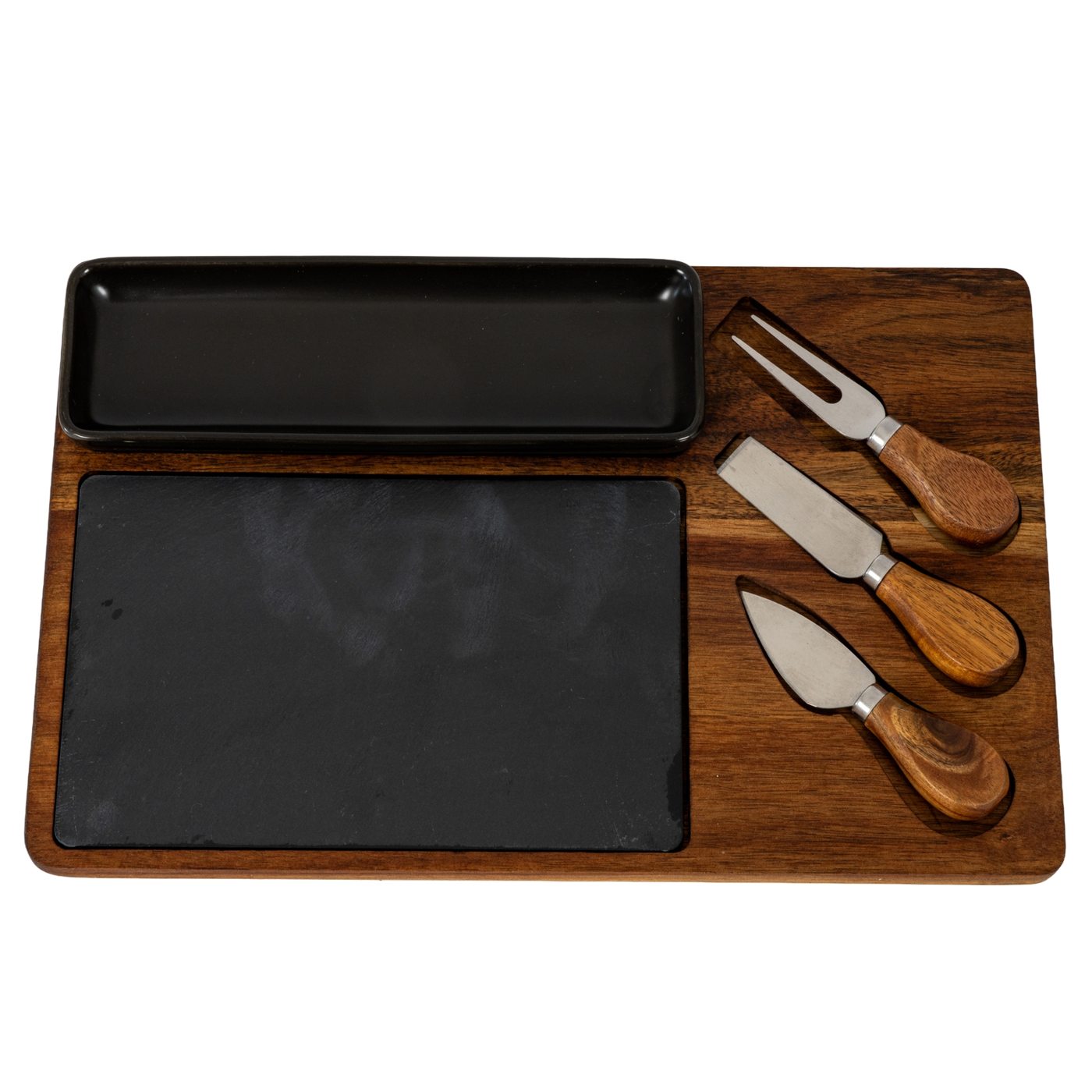 Supper Black Bowl Cheese Board — Acacia wood · Black bowl & slate