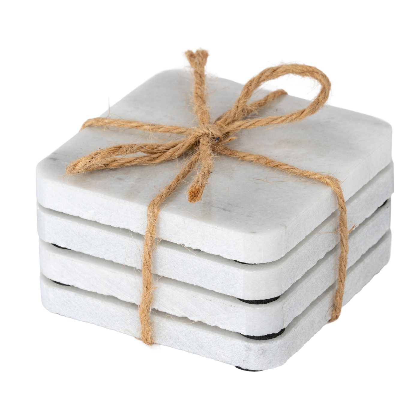 Alba Marble Coasters — White marble · Set of four