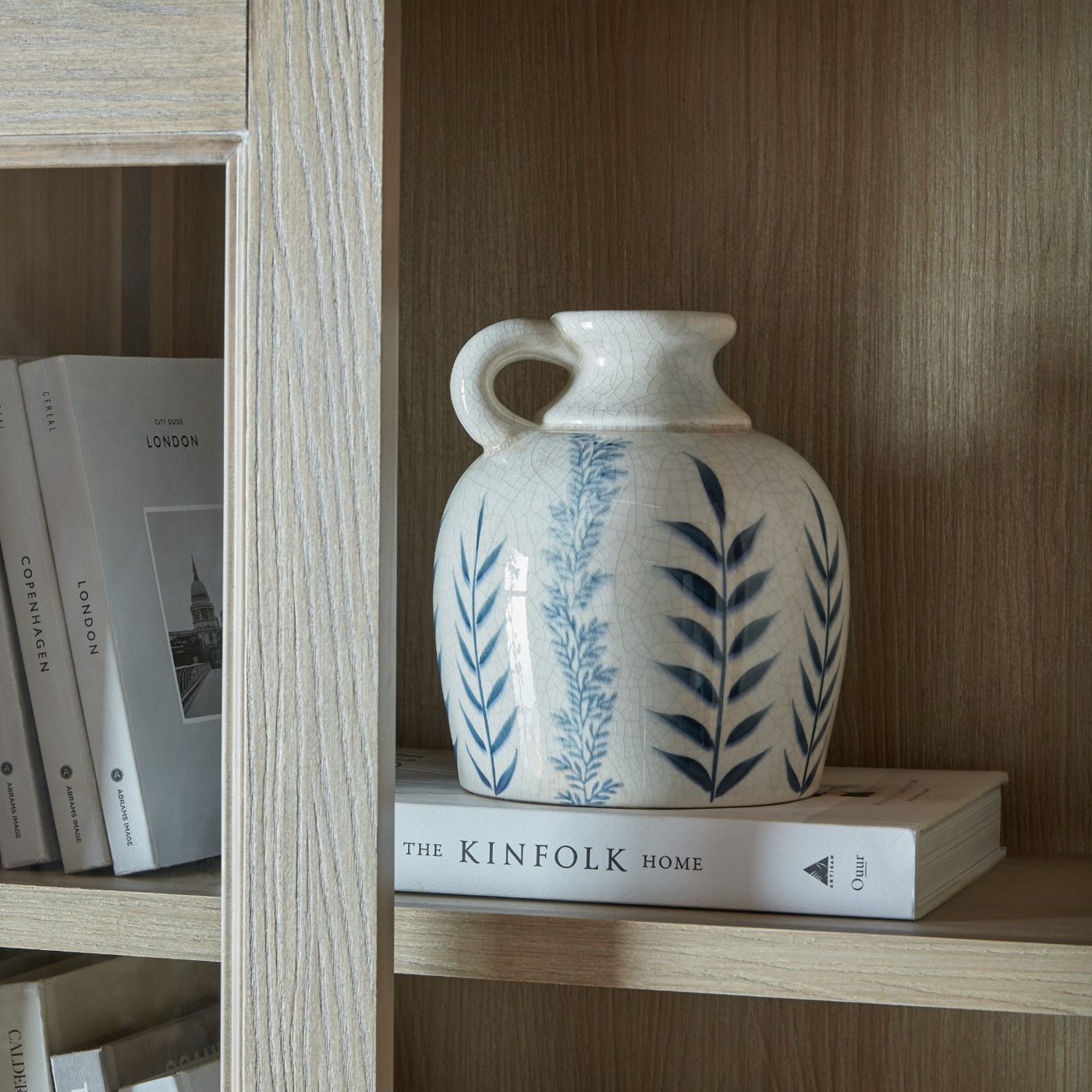 Flora Blue Ceramic Jug Vase — Blue & white · Ceramic