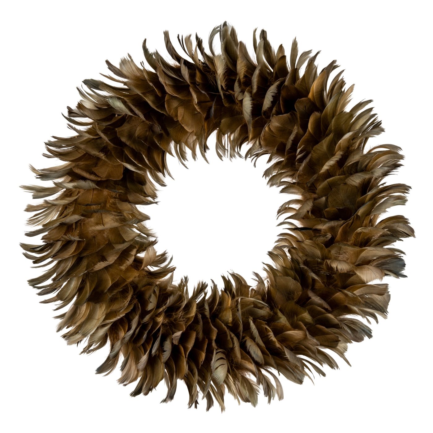 Fawn Feather Wreath — Fawn brown · Feather-textured finish